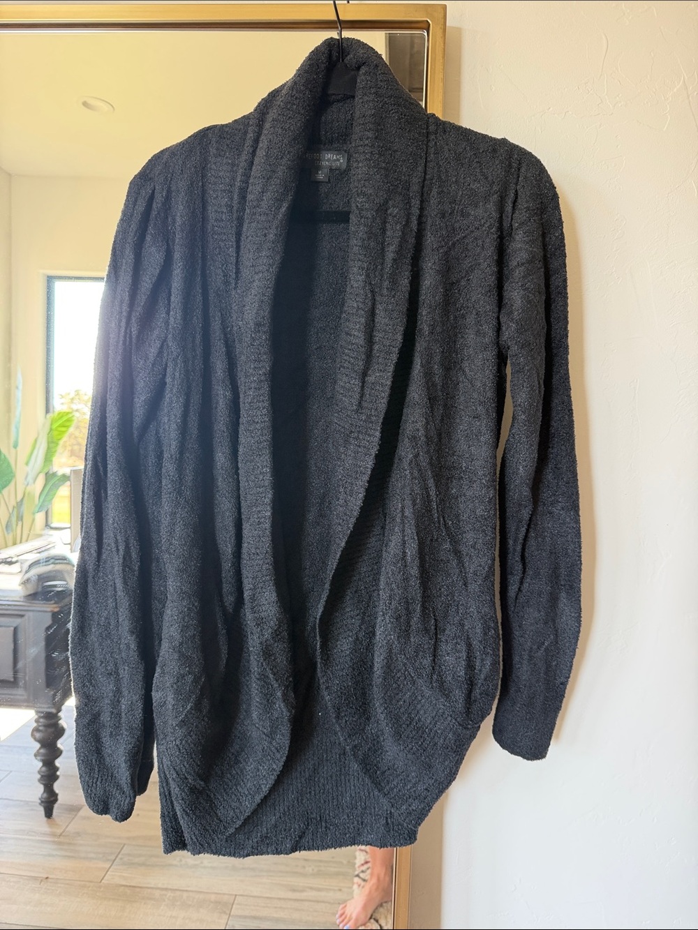 Barefoot Dreams Black Shawl Collar Open-Front Cardigan